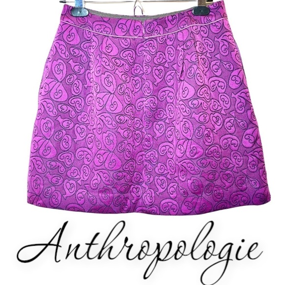 ANTHROPOLOGIE HD in Paris Magenta Pink Brocade Mini Skirt, Size 6 - Picture 2 of 11